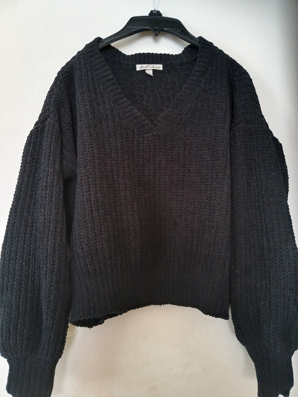 Derek Heart Black V-Neck Chunky Knit Sweater